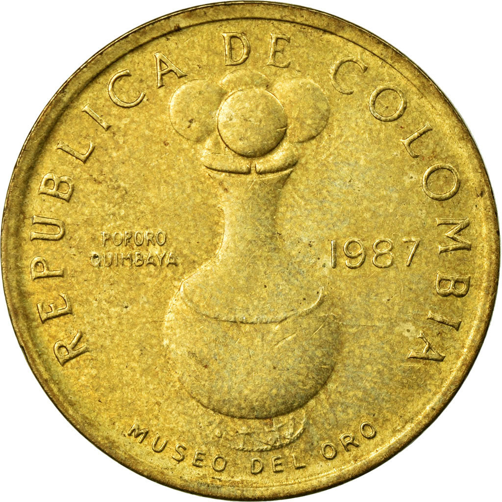 Monnaie, Colombie, 20 Pesos, 1987, TB+, Aluminum-Bronze, KM:271