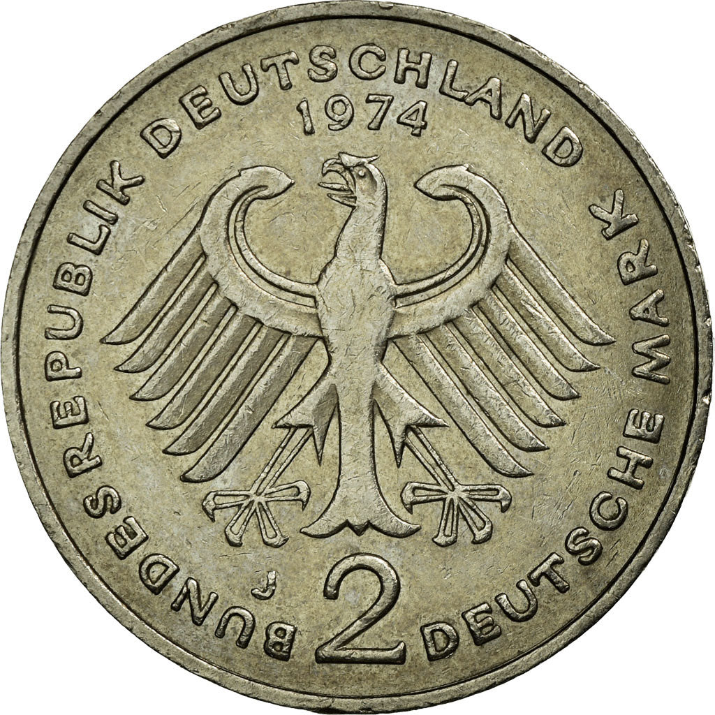 Munten, Federale Duitse Republiek, 2 Mark, 1974, Hambourg, ZF, Copper-Nickel