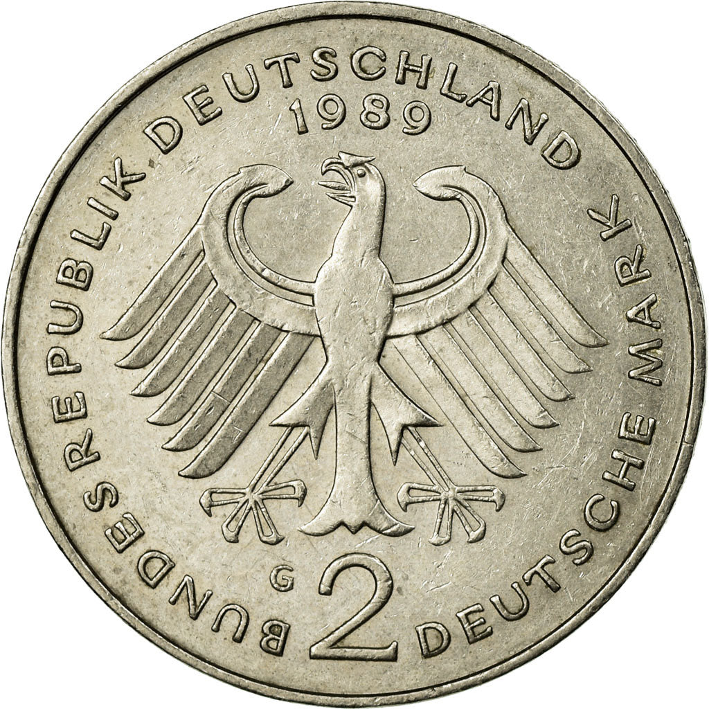 Coin, GERMANY - FEDERAL REPUBLIC, 2 Mark, 1989, Karlsruhe, EF(40-45)