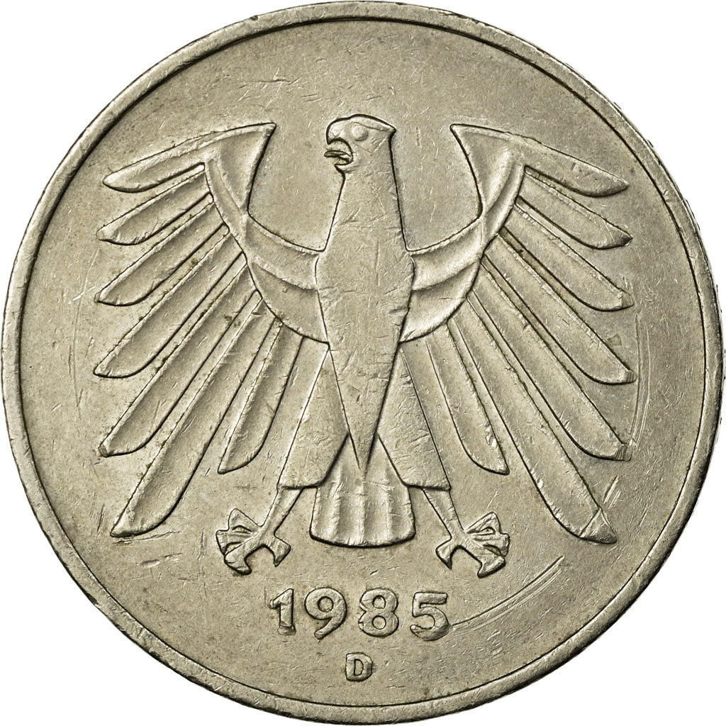 Coin, GERMANY - FEDERAL REPUBLIC, 5 Mark, 1985, Munich, EF(40-45), Copper-Nickel