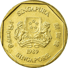 Coin, Singapore, Dollar, 1989, British Royal Mint, AU(55-58), Aluminum-Bronze