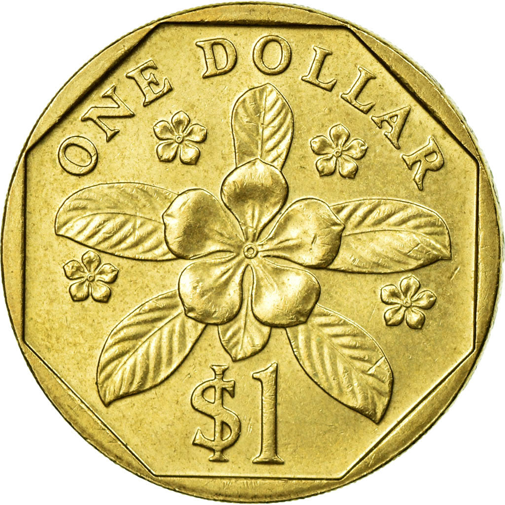 Coin, Singapore, Dollar, 1989, British Royal Mint, AU(55-58), Aluminum-Bronze
