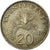 Moneta, Singapur, 20 Cents, 1987, British Royal Mint, VF(30-35), Miedź-Nikiel