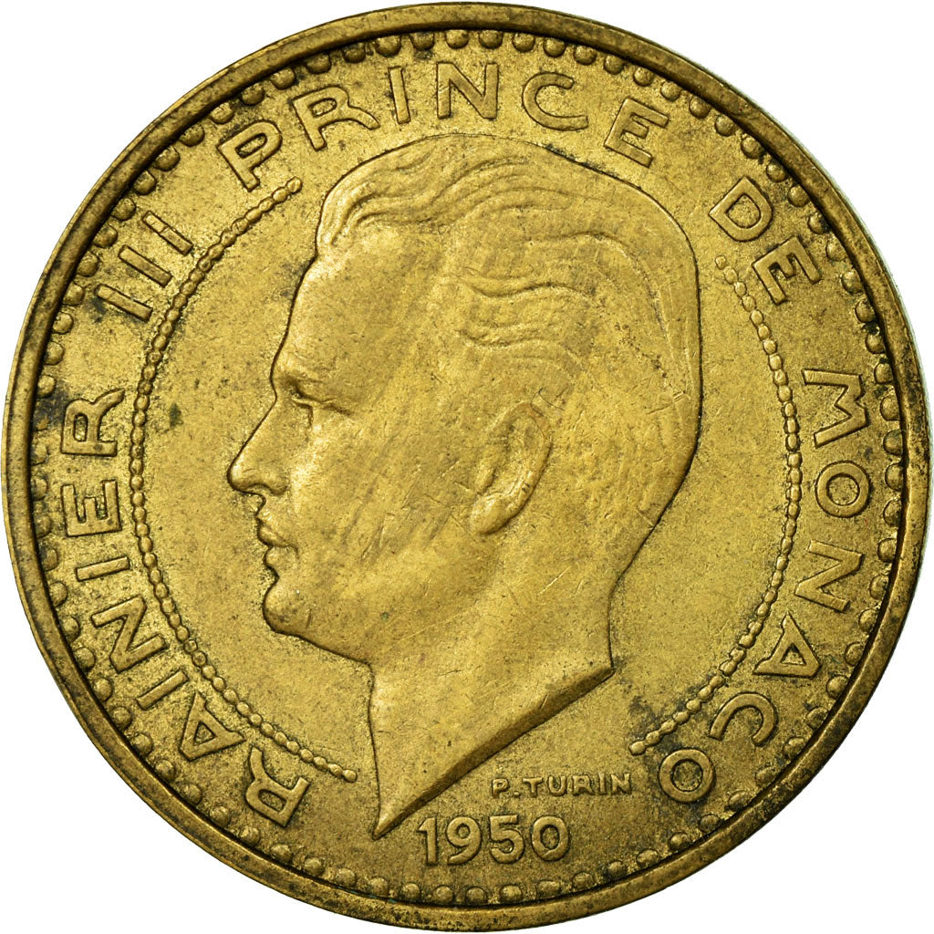 Münze, Monaco, Rainier III, 50 Francs, Cinquante, 1950, S, Aluminum-Bronze