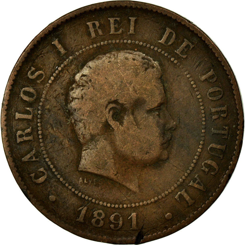 Moeda, Portugal, Carlos I, 20 Reis, 1891, F(12-15), Bronze, KM:533