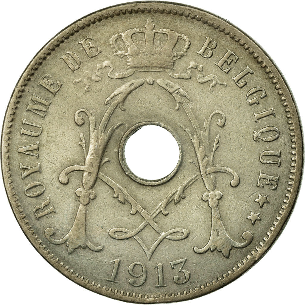 Munten, België, 25 Centimes, 1913, FR+, Copper-nickel, KM:68.1