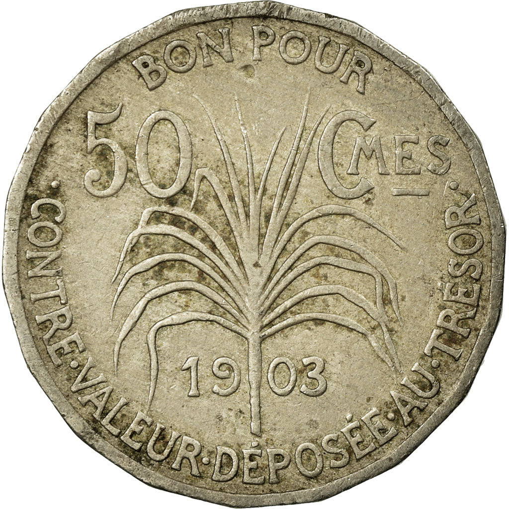 Coin, Guadeloupe, 50 Centimes, 1903, Paris, EF(40-45), Copper-nickel, KM:45
