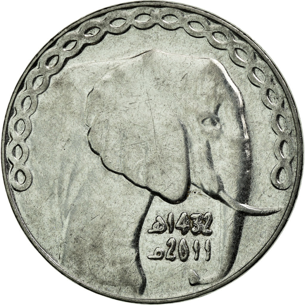 Moeda, Argélia, 5 Dinars, 2011/AH1432, Algiers, EF(40-45), Aço Inoxidável