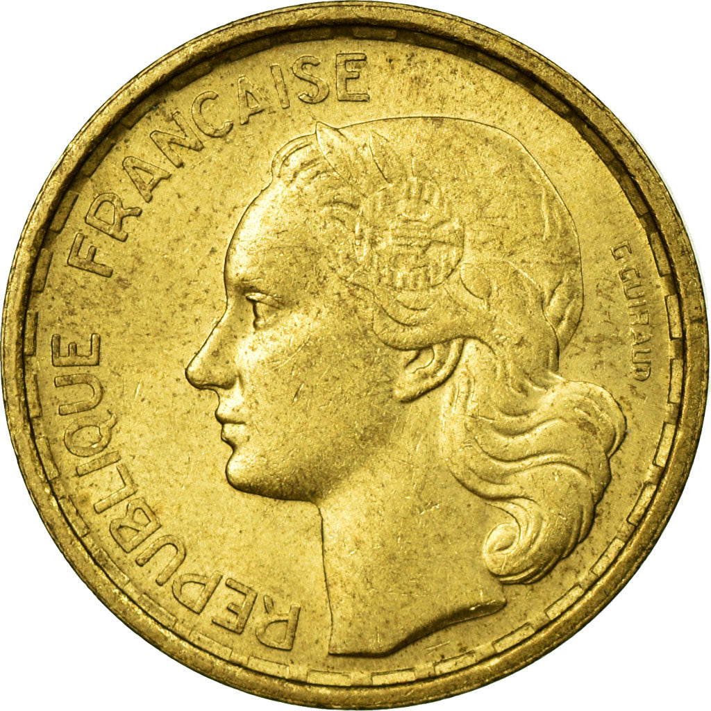 Moeda, França, Guiraud, 10 Francs, 1950, Paris, EF(40-45), Alumínio-Bronze