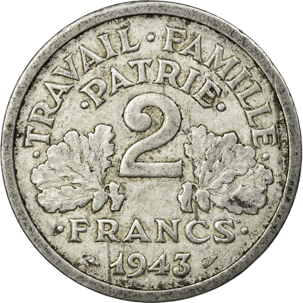 Moneta, Francja, Bazor, 2 Francs, 1943, Beaumont - Le Roger, VF(20-25)