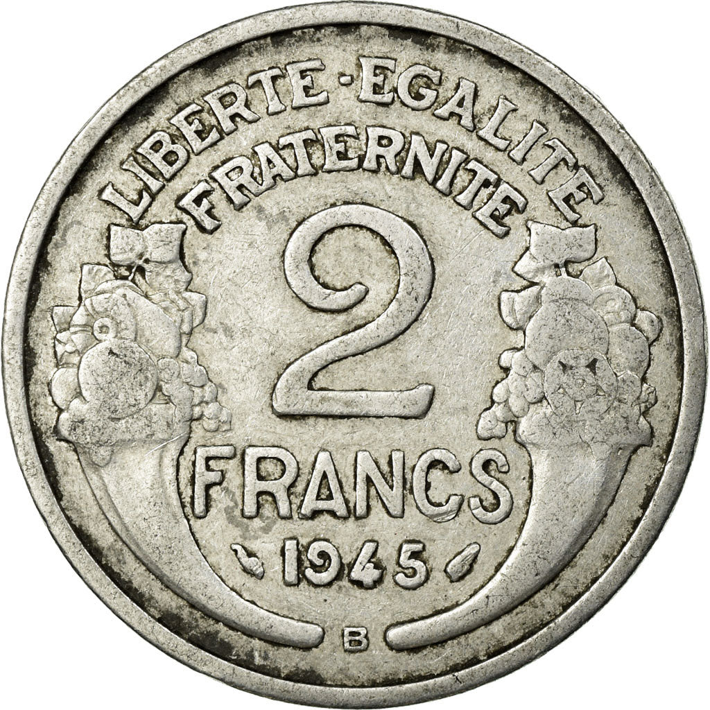 Coin, France, Morlon, 2 Francs, 1945, Beaumont - Le Roger, VF(20-25), Aluminum