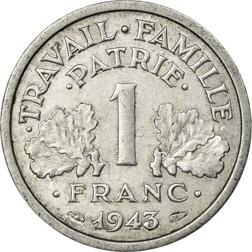 Moneta, Francia, Bazor, Franc, 1943, Rouen, BB, Alluminio, KM:902.2, Gadoury:471