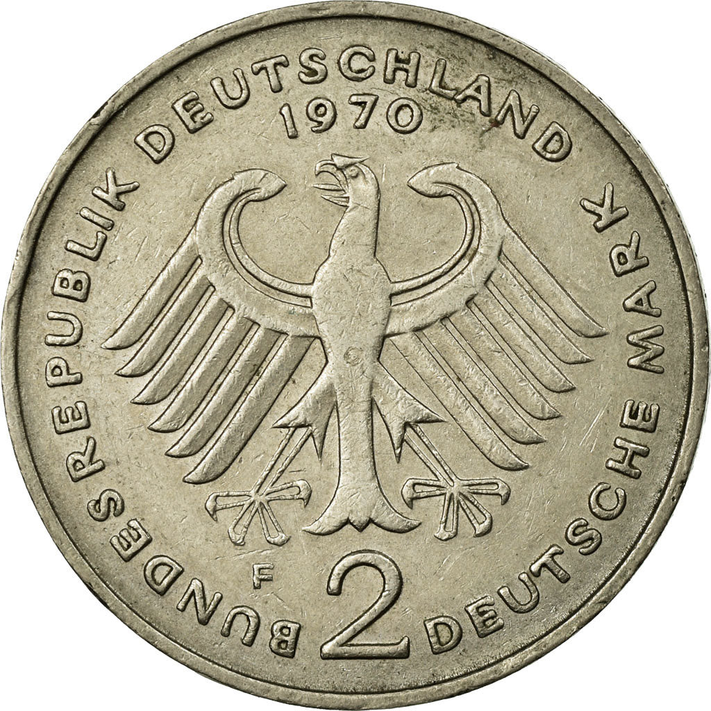 Moneta, Niemcy - RFN, 2 Mark, 1970, Stuttgart, EF(40-45), Miedź-Nikiel