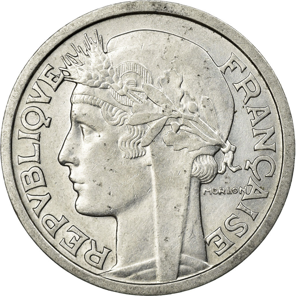 Moneda, Francia, Morlon, 2 Francs, 1959, Paris, MBC, Aluminio, KM:886a.1