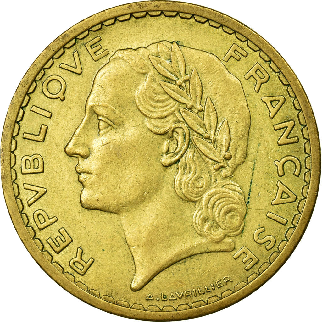 Coin, France, Lavrillier, 5 Francs, 1938, Paris, EF(40-45), Aluminum-Bronze