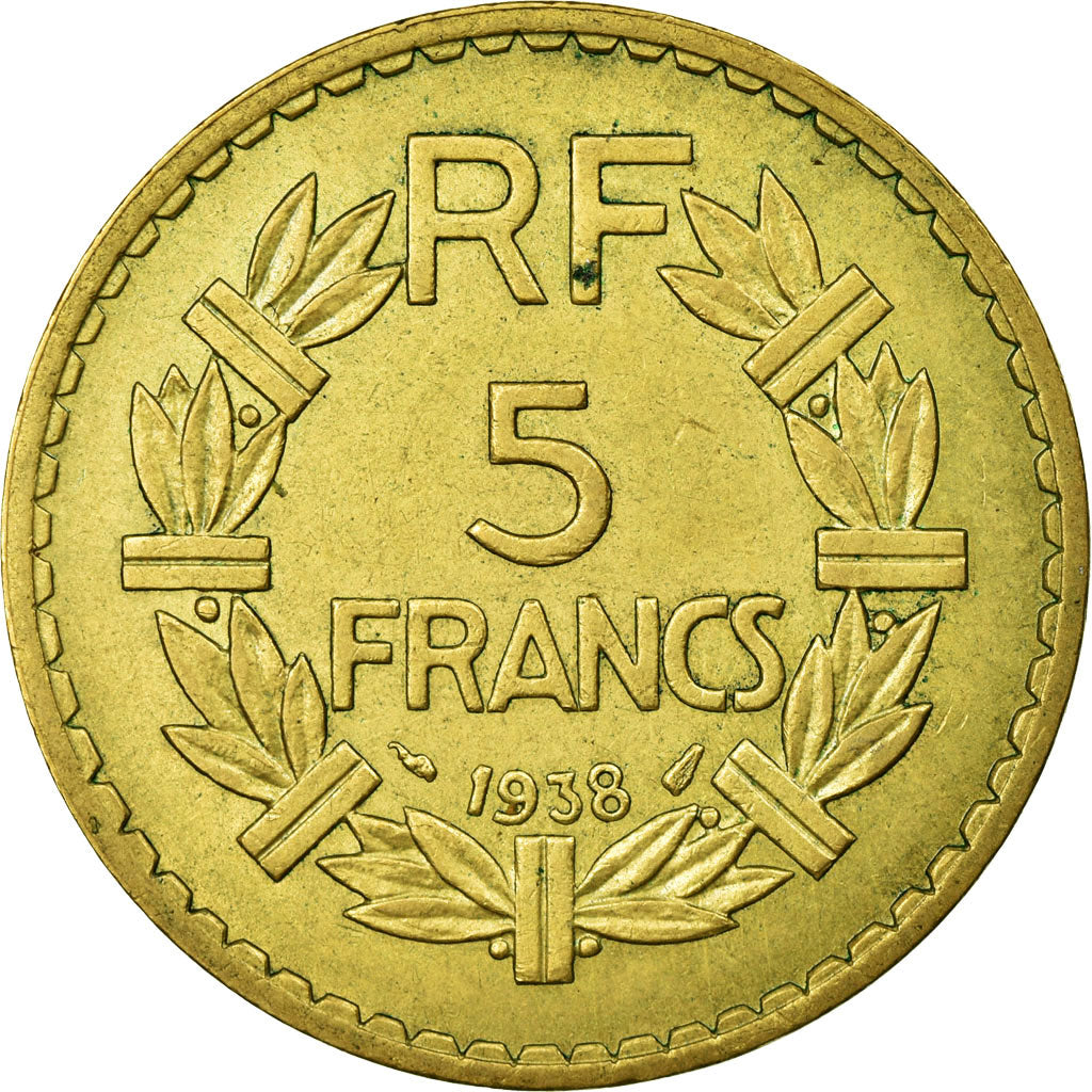 Coin, France, Lavrillier, 5 Francs, 1938, Paris, EF(40-45), Aluminum-Bronze