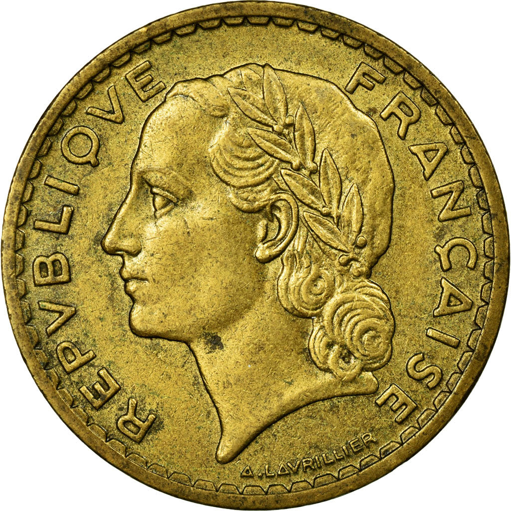 Moneda, Francia, Lavrillier, 5 Francs, 1940, Paris, BC+, Aluminio - bronce