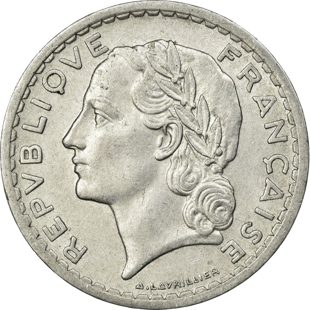 Coin, France, Lavrillier, 5 Francs, 1945, Castelsarrasin, EF(40-45), Aluminum
