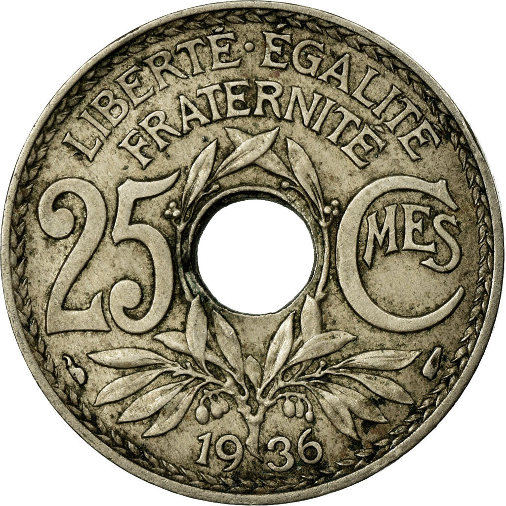 Monnaie, France, Lindauer, 25 Centimes, 1936, TB, Copper-nickel, Gadoury:380
