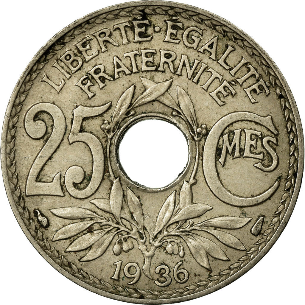 Moeda, França, Lindauer, 25 Centimes, 1936, VF(30-35), Cobre-níquel, KM:867a