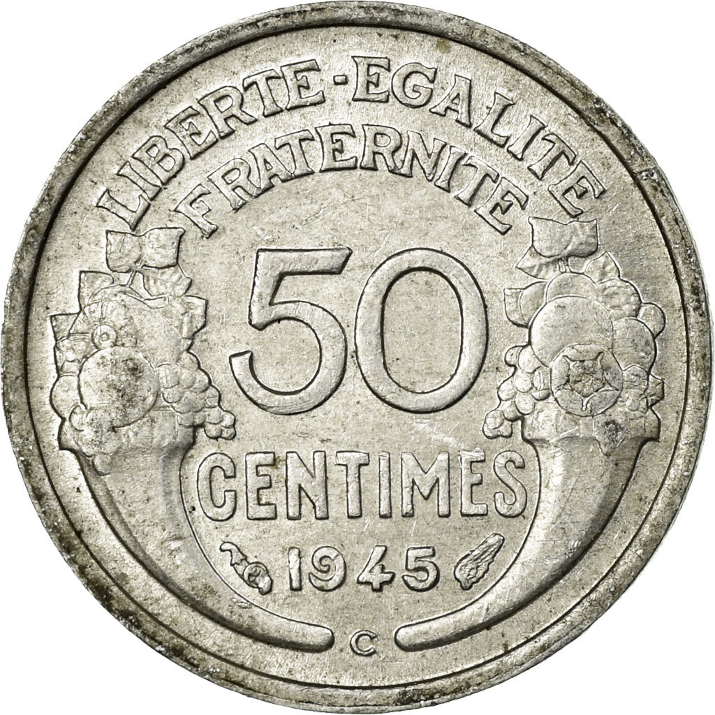 Coin, France, Morlon, 50 Centimes, 1945, Castelsarrasin, EF(40-45), Aluminum