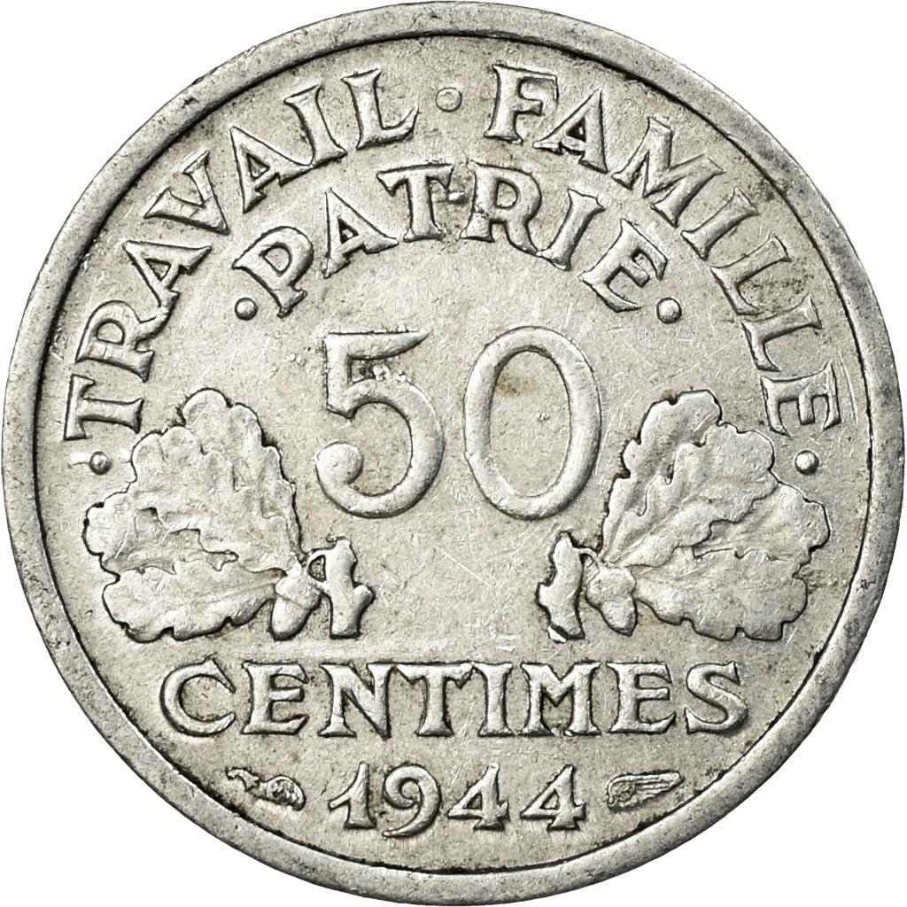 Münze, Frankreich, Bazor, 50 Centimes, 1944, Castelsarrasin, SS, Aluminium