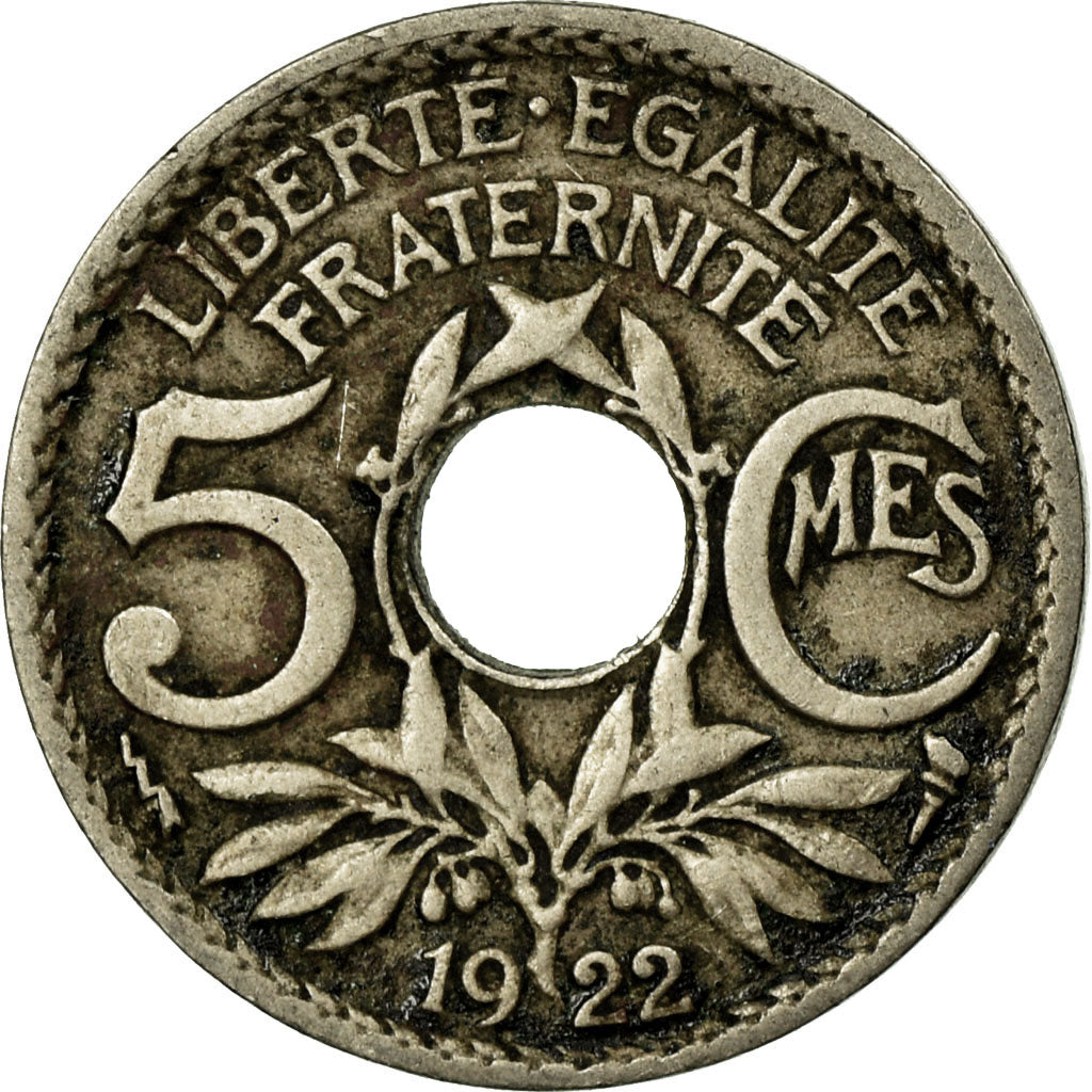 Coin, France, Lindauer, 5 Centimes, 1922, Poissy, EF(40-45), Copper-nickel