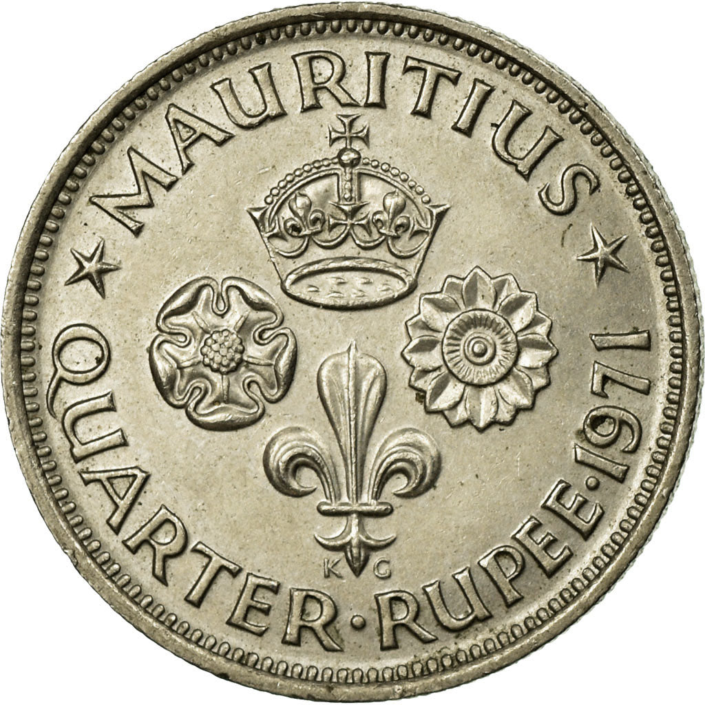 Coin, Mauritius, Elizabeth II, 1/4 Rupee, 1971, AU(55-58), Copper-nickel, KM:36