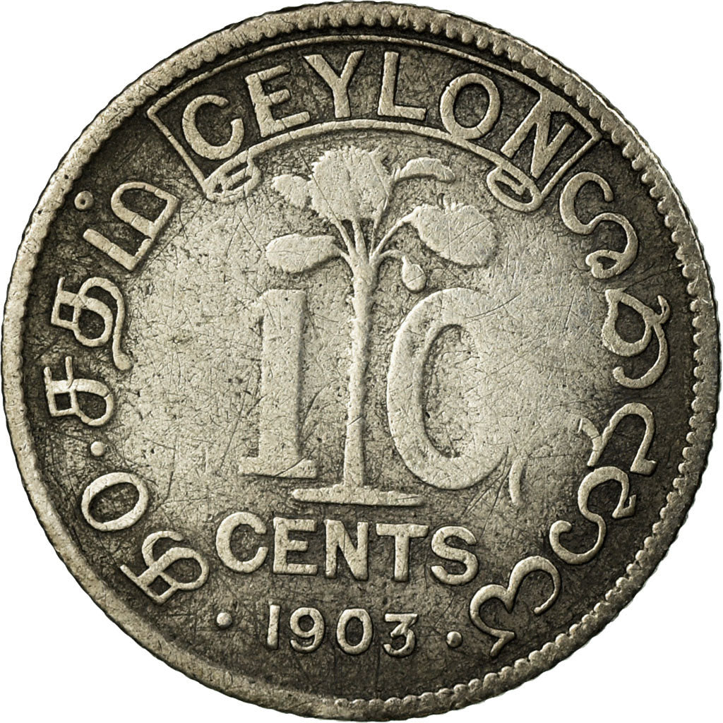 Coin, Ceylon, Edward VII, 10 Cents, 1903, EF(40-45), Silver, KM:97