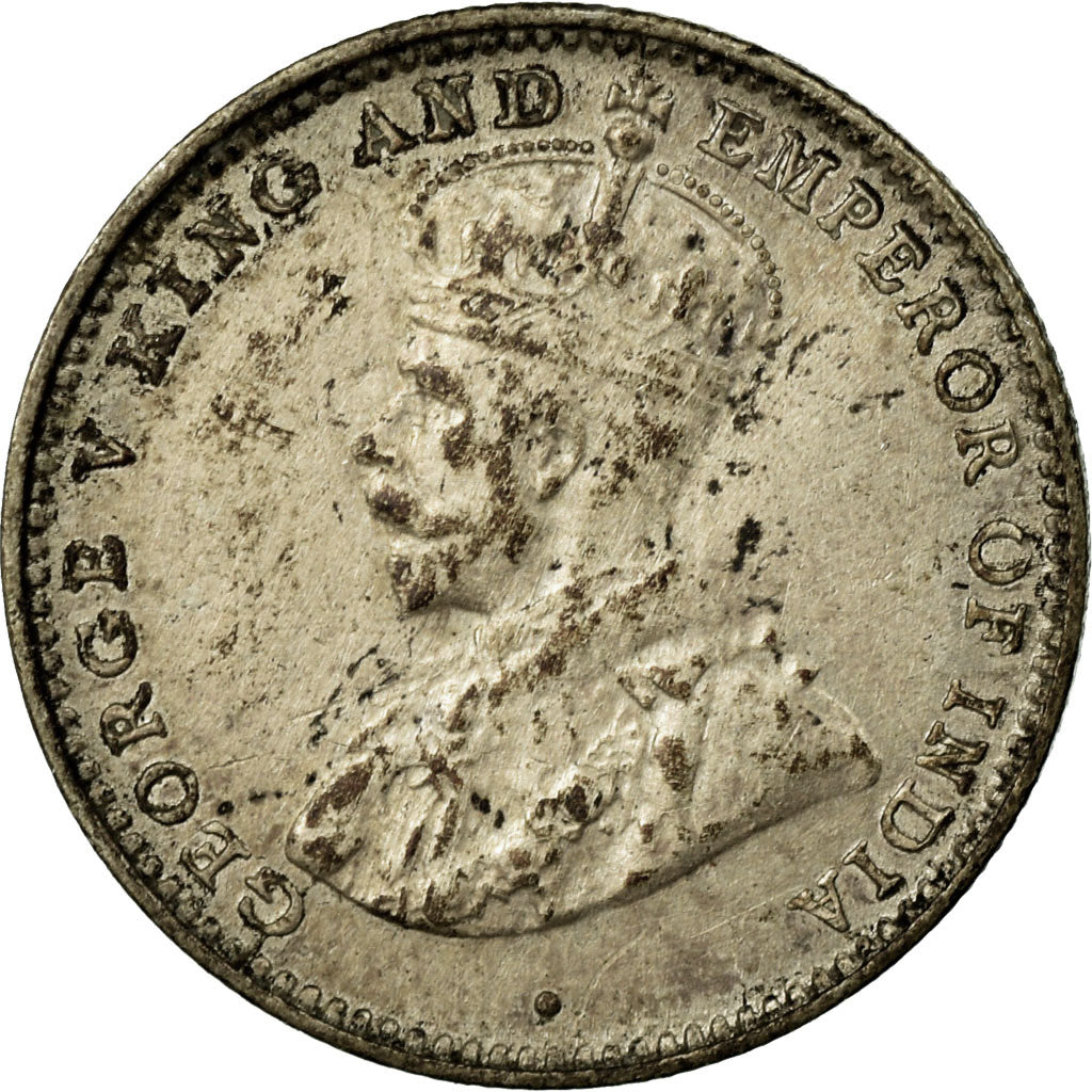 Coin, Ceylon, George V, 10 Cents, 1917, EF(40-45), Silver, KM:104