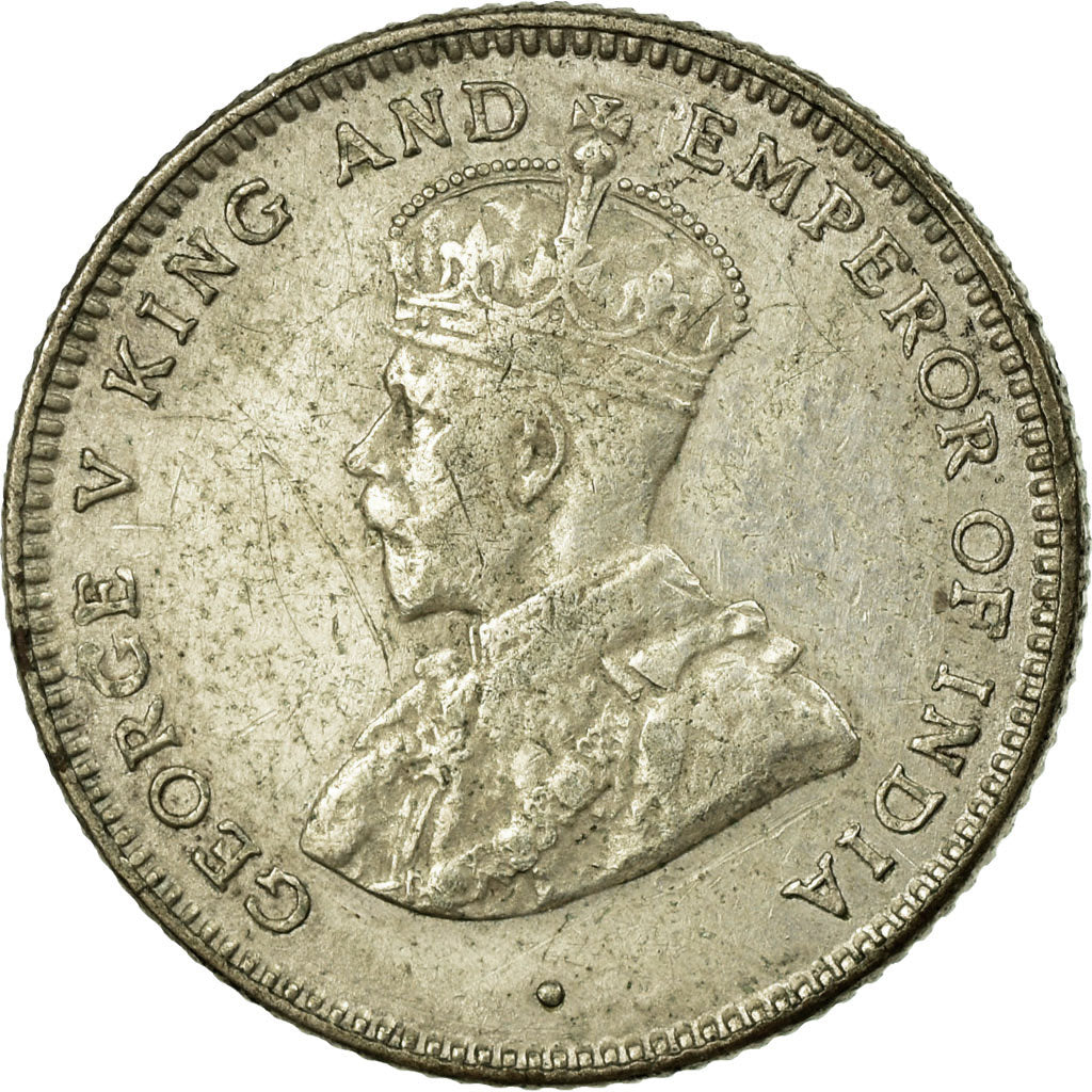 Coin, Ceylon, George V, 25 Cents, 1920, EF(40-45), Silver, KM:105a