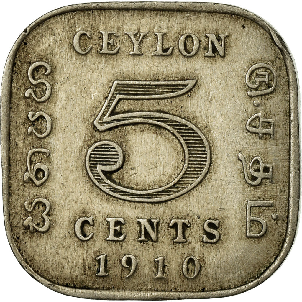Coin, Ceylon, Edward VII, 5 Cents, 1910, VF(30-35), Copper-nickel, KM:103