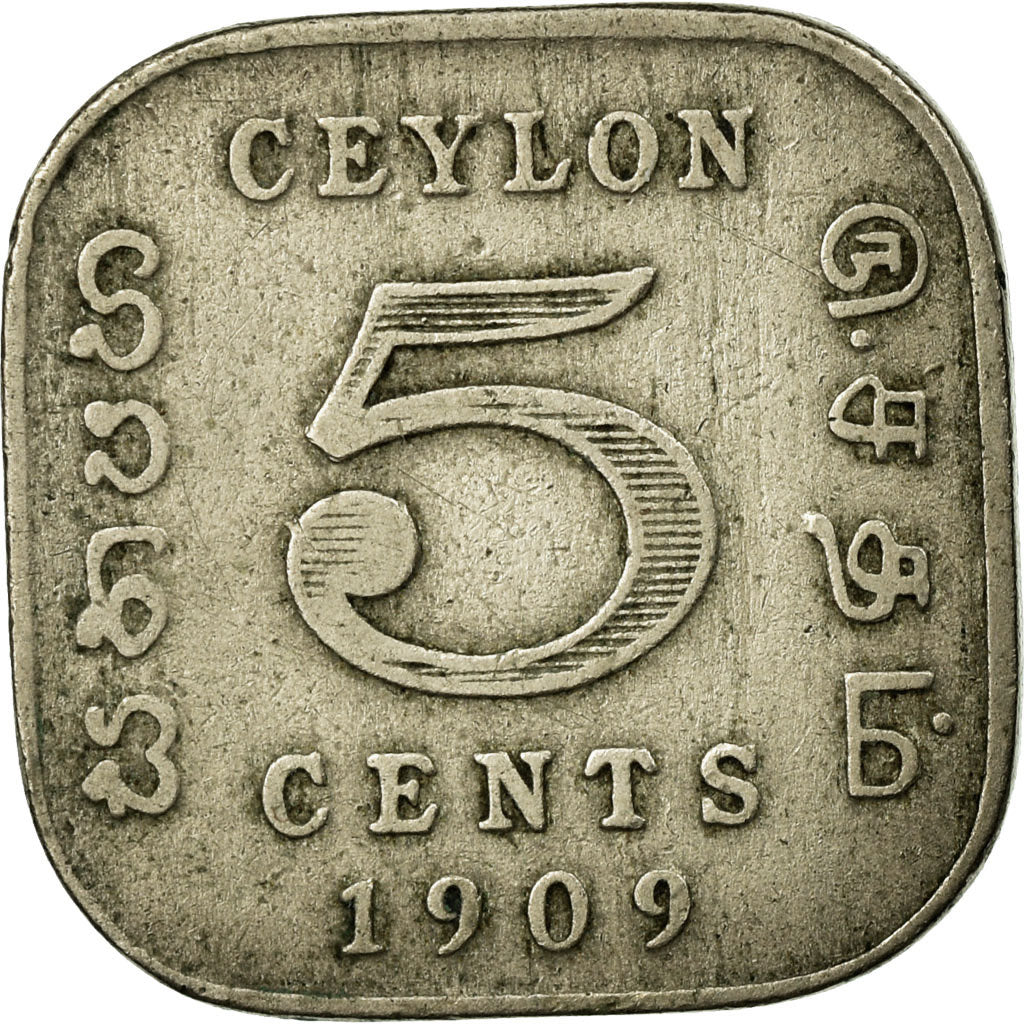 Coin, Ceylon, Edward VII, 5 Cents, 1909, VF(30-35), Copper-nickel, KM:103