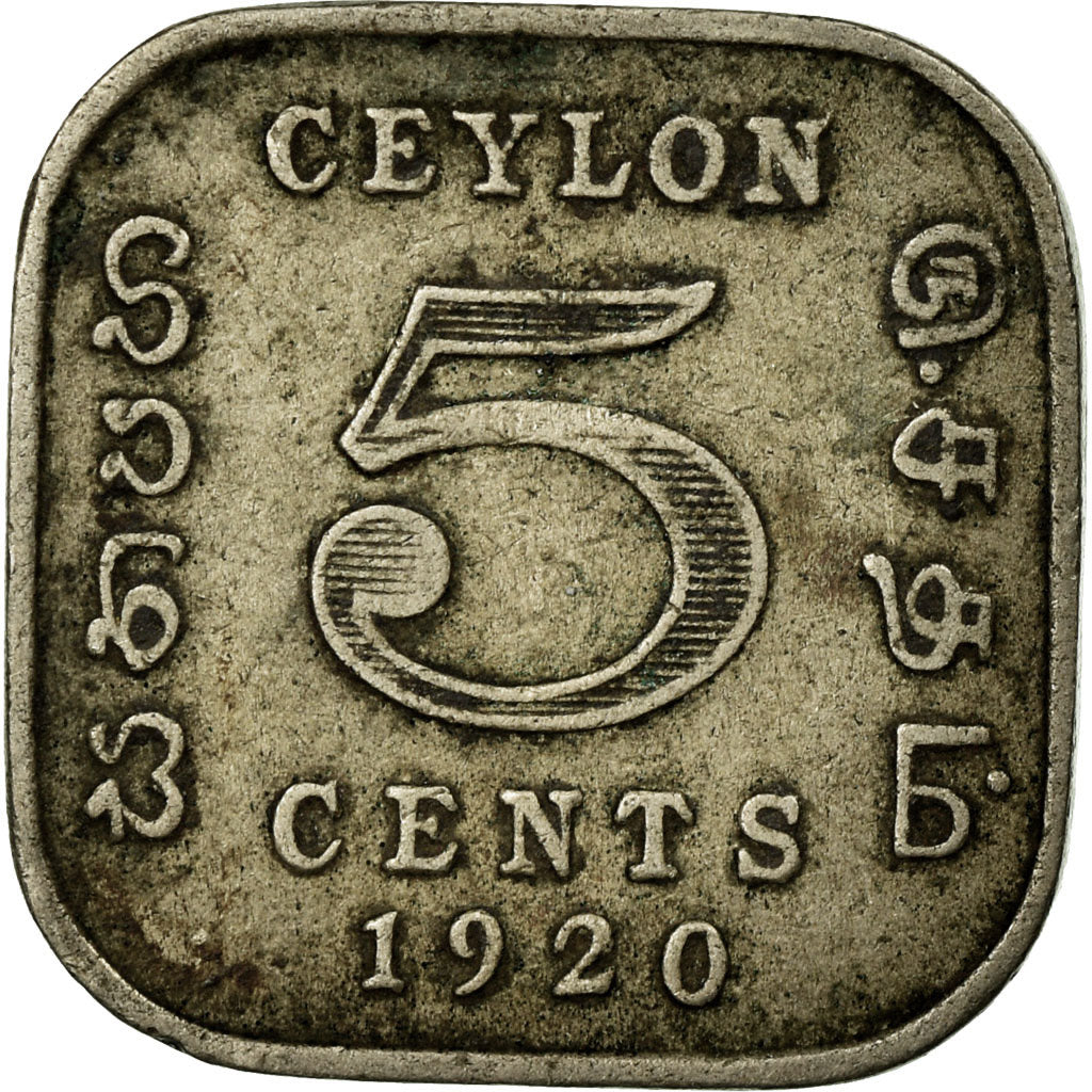 Coin, Ceylon, George V, 5 Cents, 1920, VF(30-35), Copper-nickel, KM:108