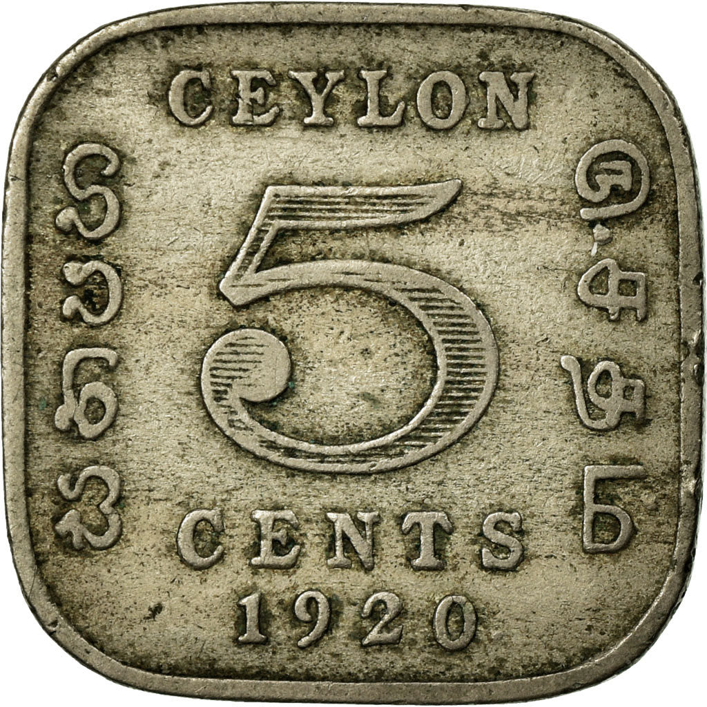 Coin, Ceylon, George V, 5 Cents, 1920, VF(20-25), Copper-nickel, KM:108