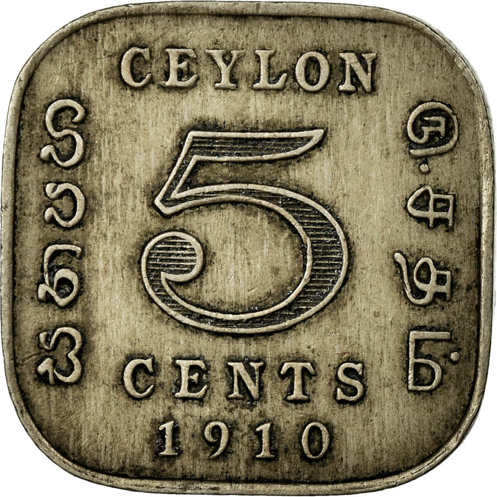Coin, Ceylon, Edward VII, 5 Cents, 1910, EF(40-45), Copper-nickel, KM:103