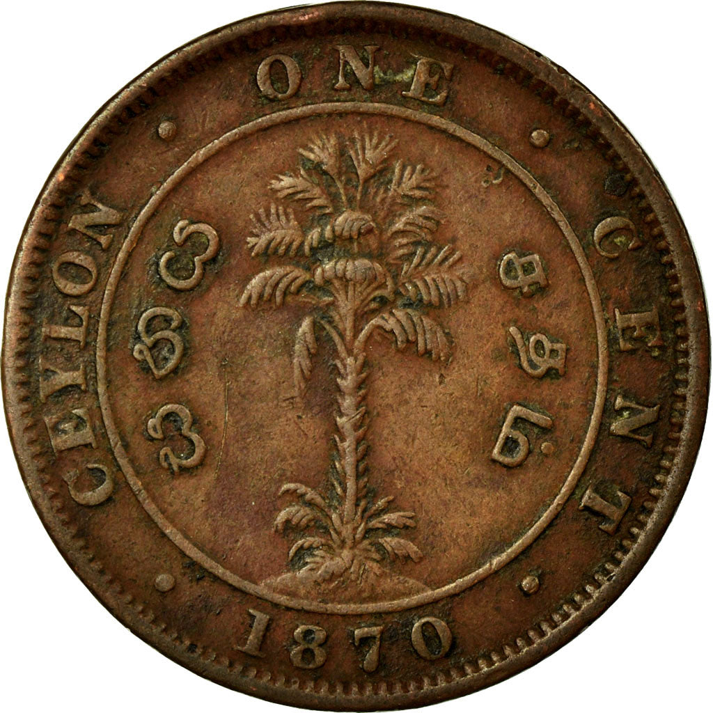 Coin, Ceylon, Victoria, Cent, 1870, VF(30-35), Copper, KM:92