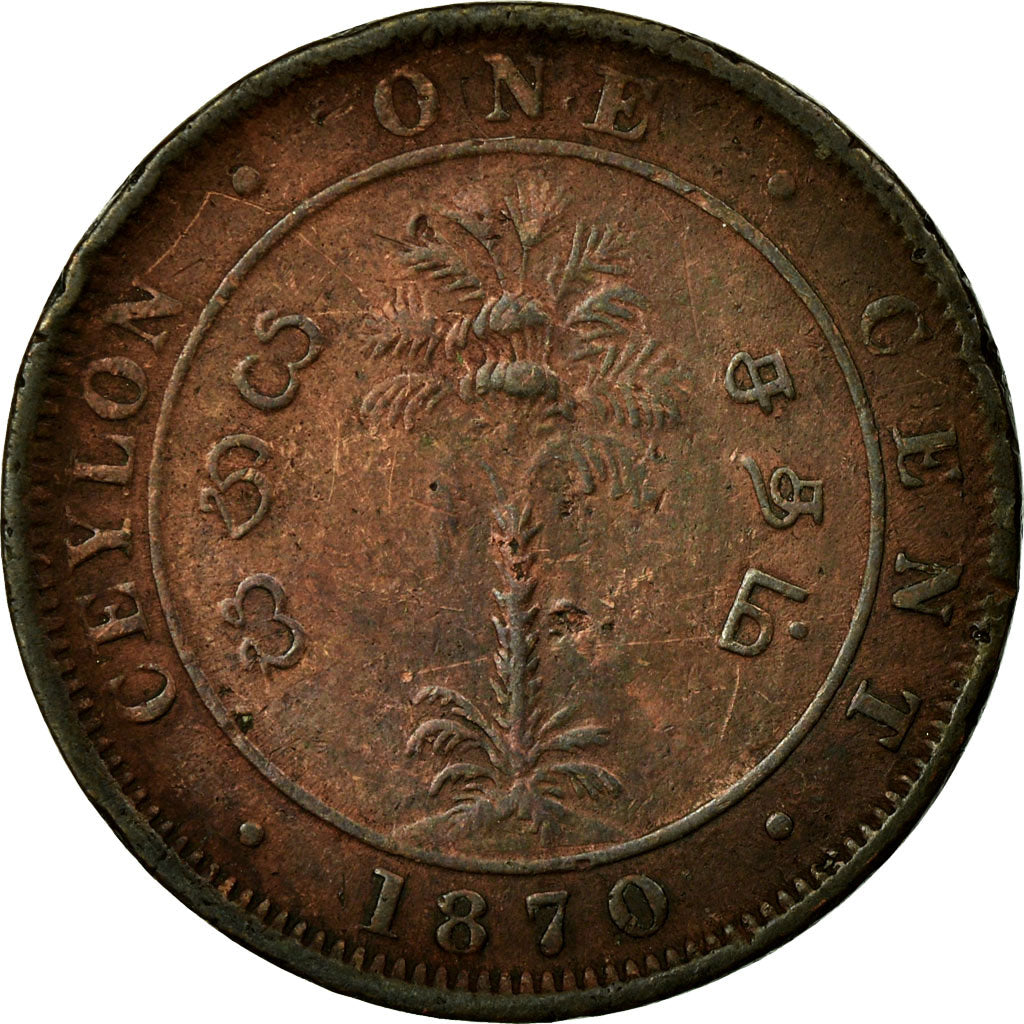 Coin, Ceylon, Victoria, Cent, 1870, VF(20-25), Copper, KM:92