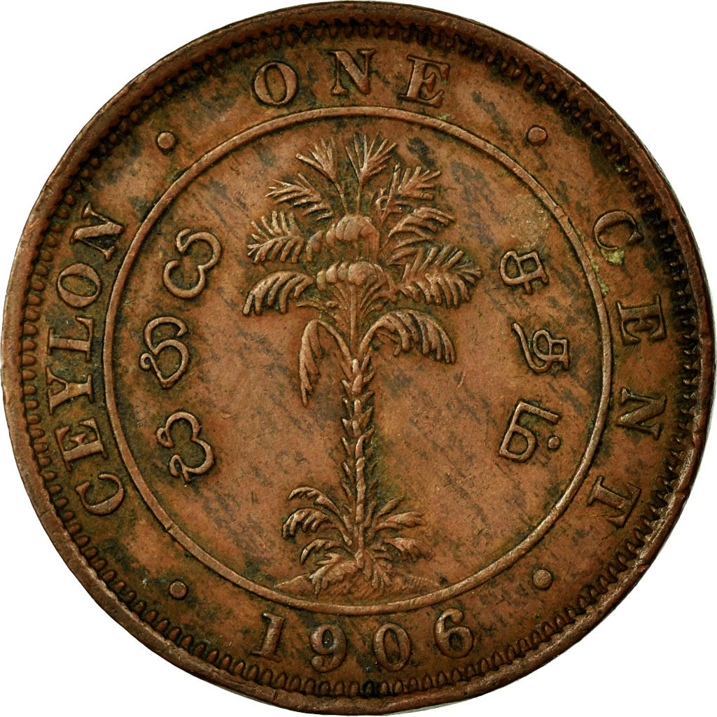 Coin, Ceylon, Edward VII, Cent, 1906, EF(40-45), Copper, KM:102