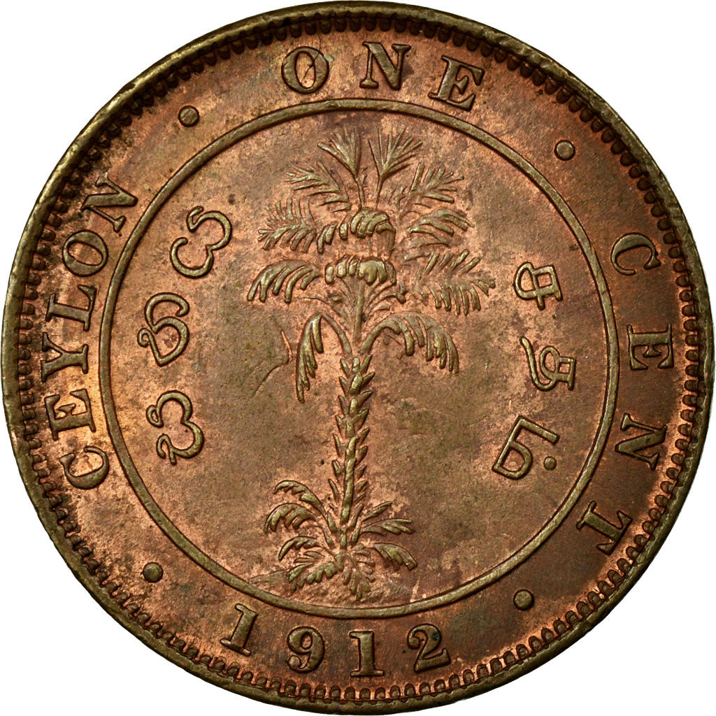 Coin, Ceylon, George V, Cent, 1912, AU(55-58), Copper, KM:107
