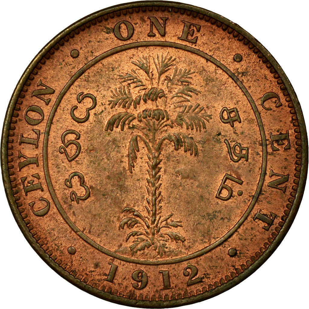 Moeda, Ceilão, George V, Cent, 1912, EF(40-45), Cobre, KM:107