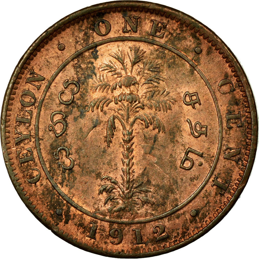 Monnaie, Ceylon, George V, Cent, 1912, TB+, Cuivre, KM:107