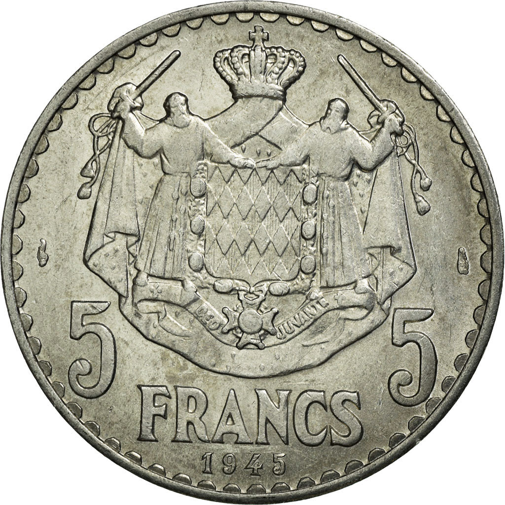Monnaie, Monaco, Louis II, 5 Francs, 1945, Poissy, SPL, Aluminium
