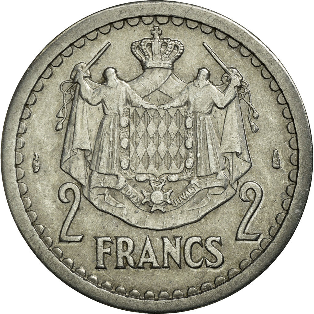 Monnaie, Monaco, Louis II, 2 Francs, Undated (1943), Poissy, TTB, Aluminium