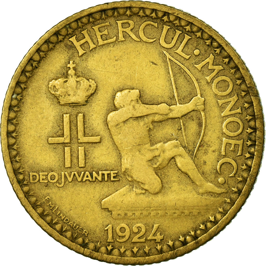 Monnaie, Monaco, Louis II, 2 Francs, 1924, Poissy, TB+, Aluminum-Bronze