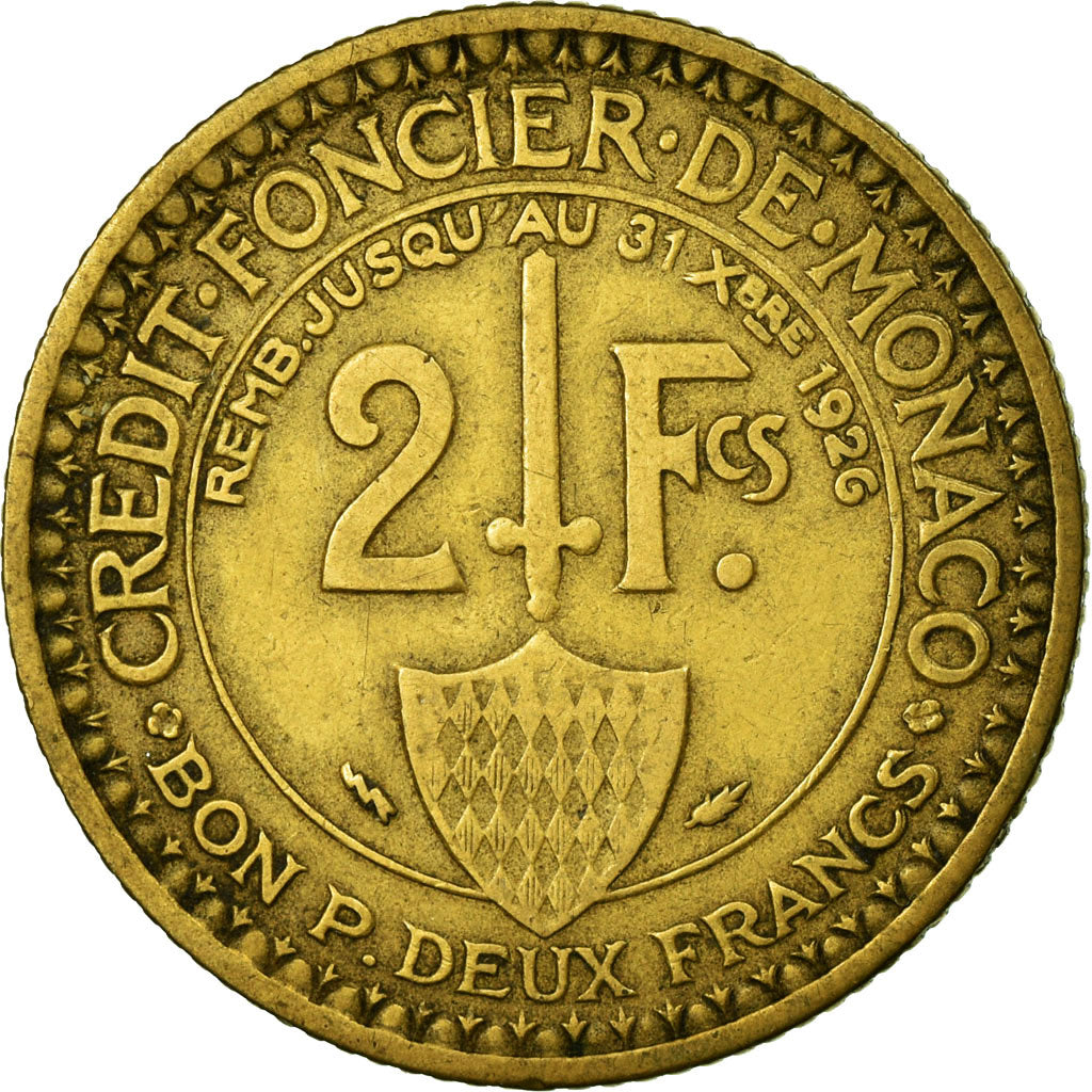 Monnaie, Monaco, Louis II, 2 Francs, 1924, Poissy, TB+, Aluminum-Bronze
