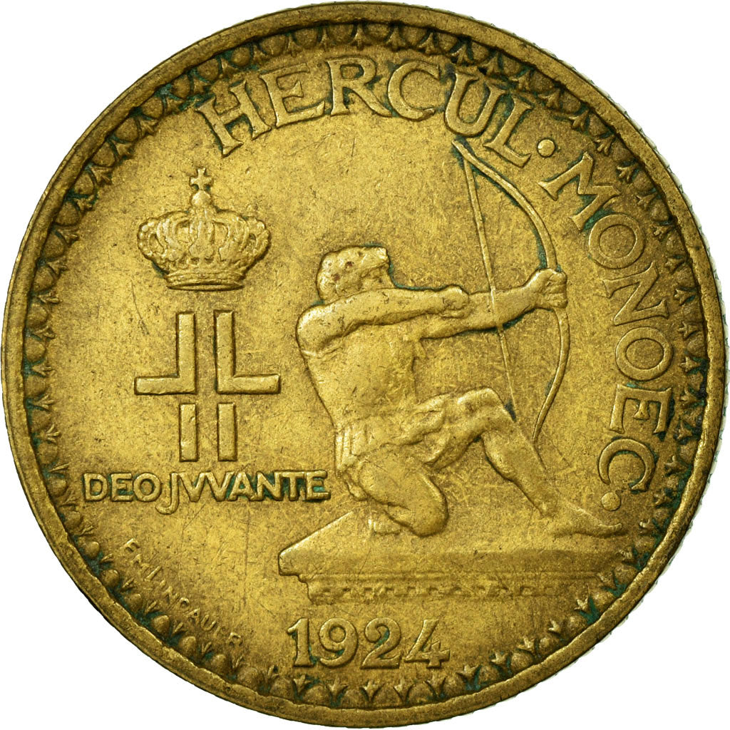 Moneta, Monaco, Louis II, 2 Francs, 1924, Poissy, BB, Alluminio-bronzo, KM:112