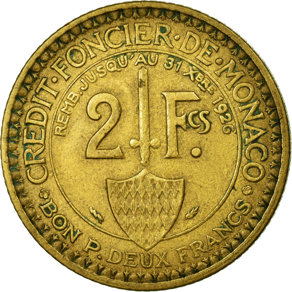 Moneta, Monaco, Louis II, 2 Francs, 1924, Poissy, BB, Alluminio-bronzo, KM:112