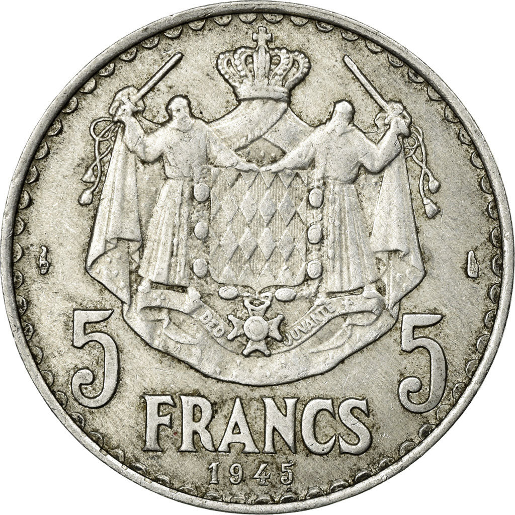 Monnaie, Monaco, Louis II, 5 Francs, 1945, Poissy, TB+, Aluminium