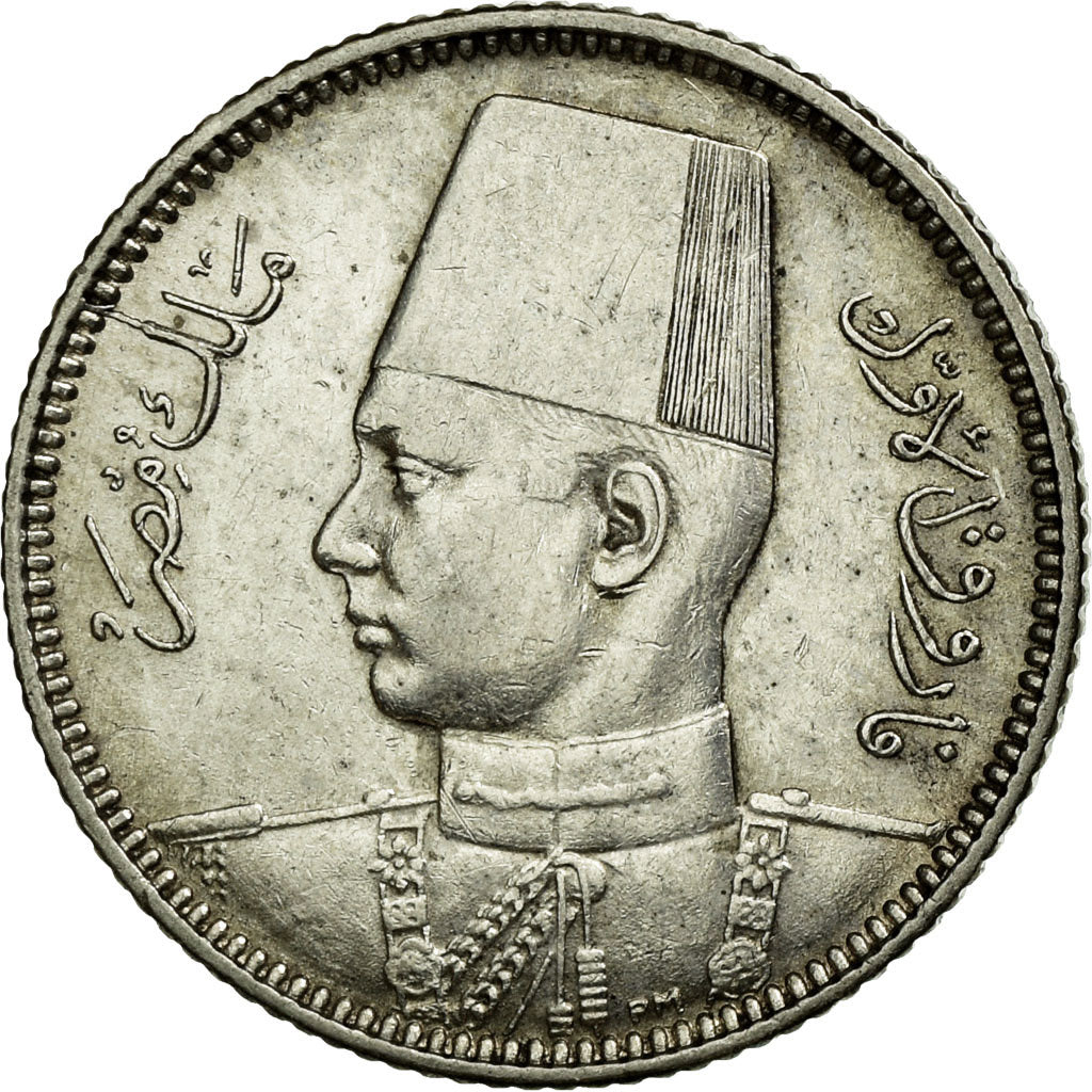 Coin, Egypt, Farouk, 2 Piastres, 1937/AH1356, British Royal Mint, EF(40-45)